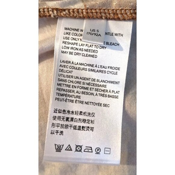 Anthropologie MAEVE Orange Zebra Striped Henley Short Sleeve Size S - Picture 5 of 7